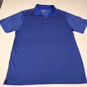Nike Golf Polo XL Blue Striped Dri-FIT Tour Performance Short Sleeve Shirt